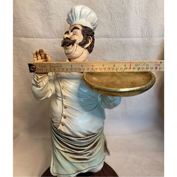 Vintage Chef 25" Tall Standing Resin w/Spinning Tray and Chef's Hat and Spoon - Picture 7 of 16